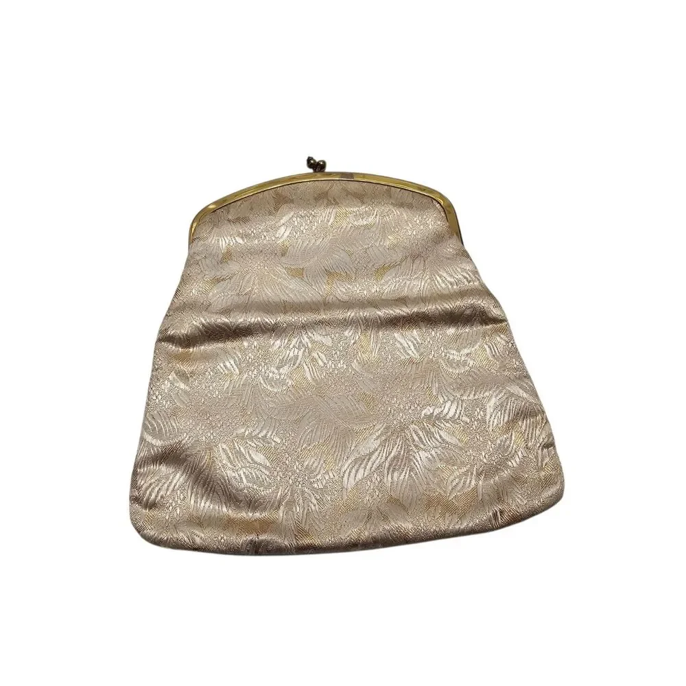 Vintage Mel-Ton Golden Brocade Folding Clutch with Kiss-Lock Clasp
